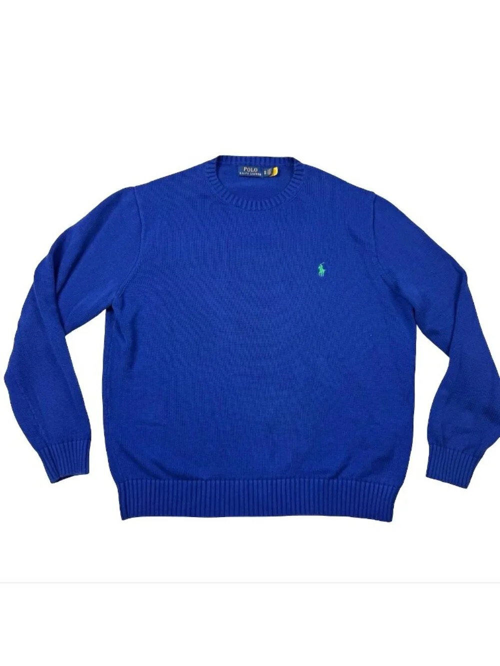 NEW Polo Ralph Lauren Men's 100% Cotton Knit Crew Neck Sweater Blue • XL